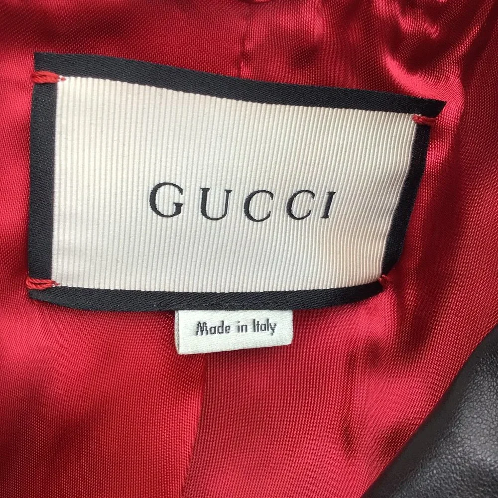 GUCCI BLACK CRYSTAL EMBELLISHED MOTO ZIP LAMBSKIN LEATHER JACKET - Picture 5 of 6